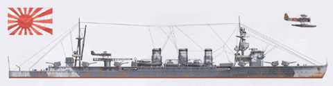 Crucero ligero 'TAMA', Marina Real Japonesa, 1942.